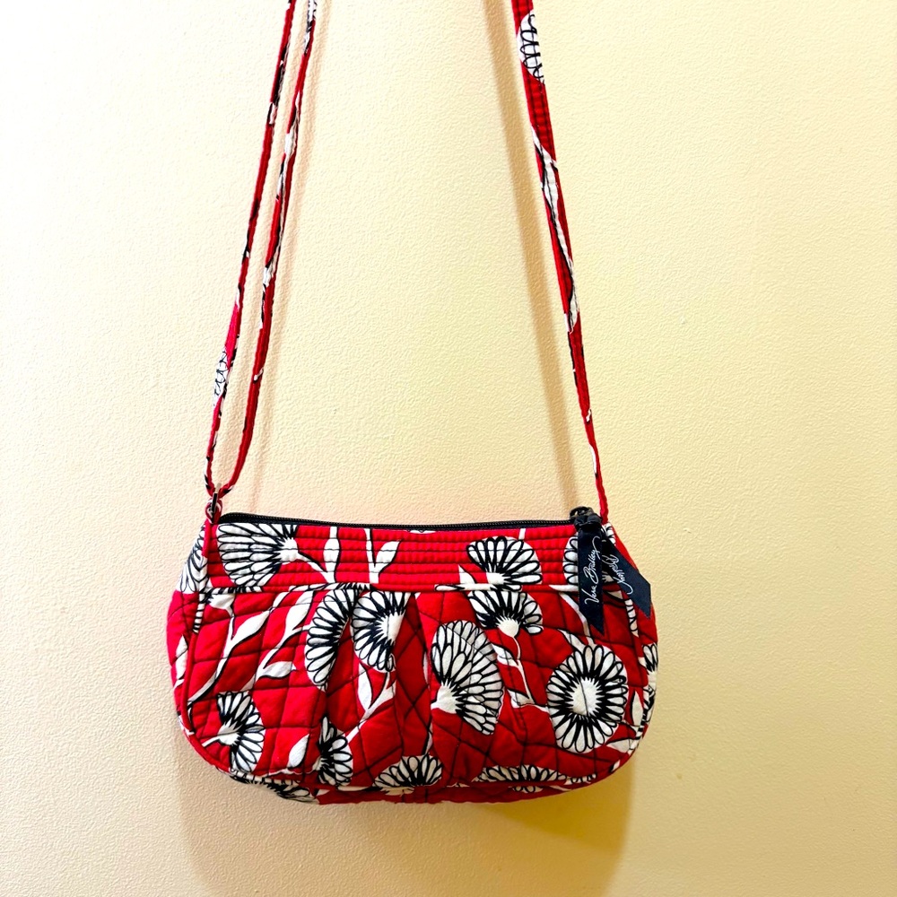 Vera Bradley “Deco Daisy” Red, White and Black Floral Crossbody Bag